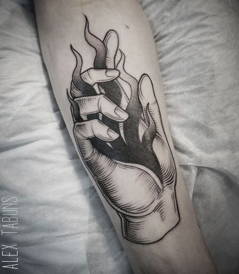 — by Alex Tabuns Alex Tabuns, Traditional Tattoo Flash Art, Engraving Tattoo, Blackout Tattoo, Flame Tattoos, Fire Tattoo, Traditional Tattoo Flash, 1 Tattoo, Tattoo Art Drawings