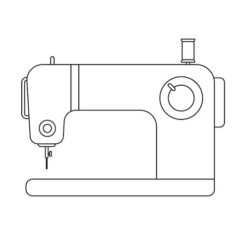 Sewing machine outline illustration on w... | Premium Vector #Freepik #vector #stich #costura #stitching #sewing-machine Sewing Machine Outline, Drawing Sewing Machine, Sewing Machine Illustration, Sewing Machine Drawing, Machine Drawing, Sewing Machine Needle, Outline Illustration, Sewing Tools, Reference Photos