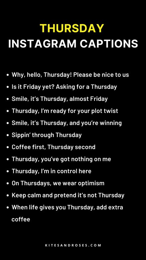 Pre Birthday Captions Instagram, Thursday Instagram Story Ideas, Thursday Captions Instagram, Pre Birthday Captions, Thursday Instagram Story, Ig Quotes, One Word Instagram Captions, Thursday Quotes, Birthday Captions Instagram