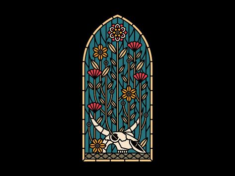 Stained Glass Tattoo, Painting On Glass Windows, Medieval Stained Glass, Stained Glass Cookies, Window Illustration, Stained Glass Church, Stained Glass Door, Inspirational Illustration, Stained Glass Birds