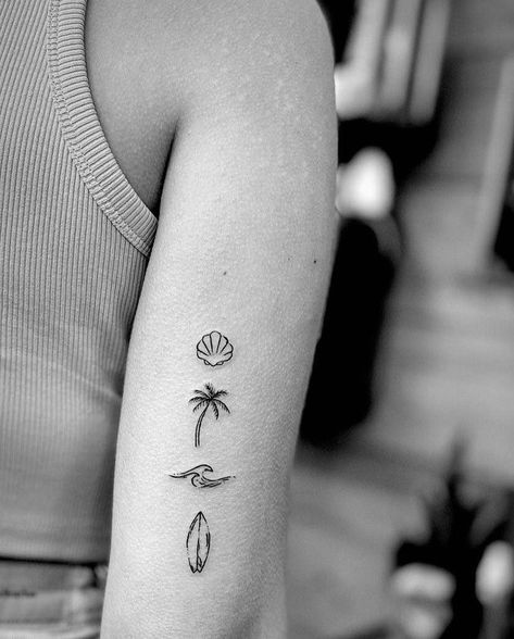 Surfer Tattoo, Simple Forearm Tattoos, Surf Tattoo, Small Girly Tattoos, Magic Runes, Finger Tattoo For Women, Small Forearm Tattoos, Palm Tattoos, Cool Small Tattoos