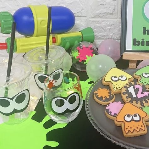 Splatoon Party Decorations, Splatoon Party Ideas, Splatoon Moodboard, Splatoon Birthday Party Ideas, Splatoon Birthday Party, Splatoon Food, Inkopolis Square, Splatoon Party, Splatoon Birthday