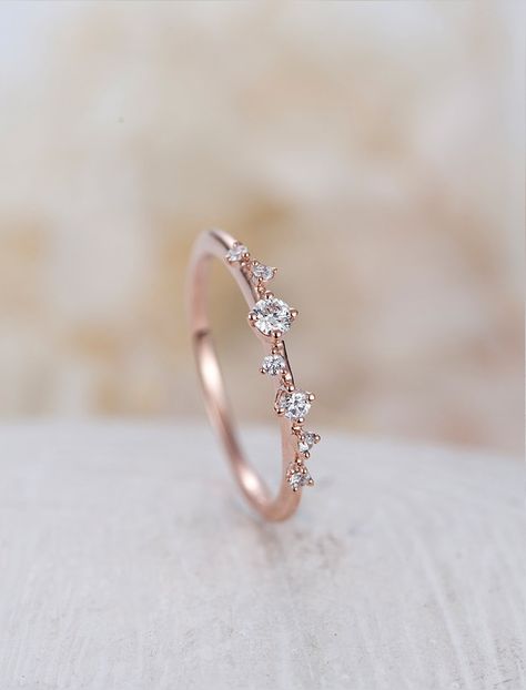 Gold Band Wedding Ring, Vintage Diamond Engagement Ring, Stacked Diamond Bands, Delicate Gold Ring, Engagement Ring Art Deco, Prong Ring, Ring Cluster, Floral Engagement Ring, Gold Pendant Jewelry