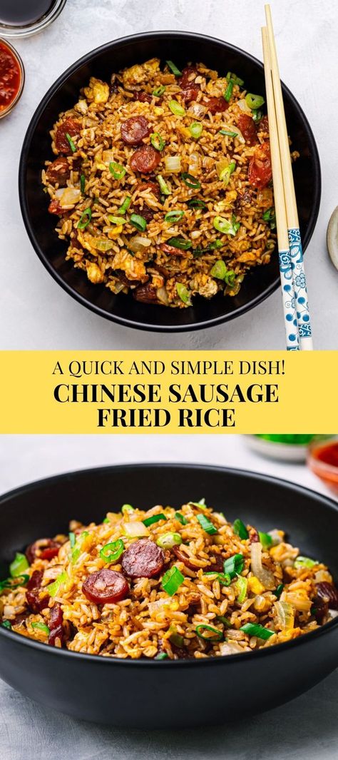 Sausage And Rice Stir Fry, Chinese Pork Sausage Recipes, Chinese Sausage Recipes Dinners, Chinese Sausage Recipes, Fried Rice Recipe Chicken, Recipes With Chinese Sausage, Sausage Fried Rice, Best Fried Rice Recipe, Quick Stir Fry Recipes