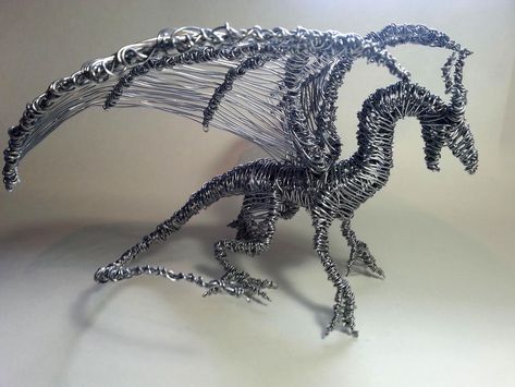 Wire Dragon, Drátěná Socha, Fantasy Wire, Chicken Wire Art, Sculpture Wire, 3d Pen Art, Copper Wire Art, Wire Art Sculpture, Dragon Crafts