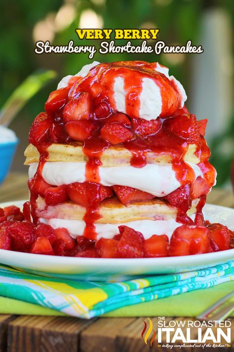 Cheesy Breakfast Casserole, Fruit Kabob, Pizza Fruit, Yummy Pancake Recipe, Strawberry Shortcakes, The Slow Roasted Italian, Strawberry Shortcake Recipes, Shortcake Recipe, Pancake Recipes