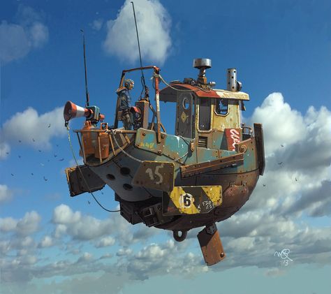 ArtStation - Flying boat from Ian Mcque (concept art), Carl Methot Ian Mcque, Flying Ship, Steampunk Airship, Arte Steampunk, Art Steampunk, Charcoal Drawings, Flying Boat, 3d Modelle, Steampunk Art