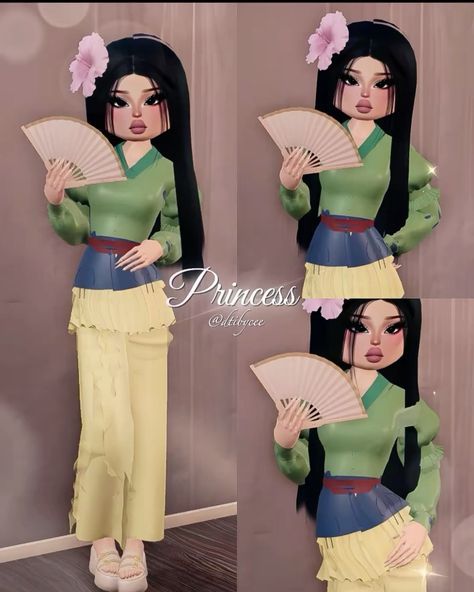 Mulan Outfit, Mulan Dress, Duo Dress, Disney Themed Outfits, Famous Dress, Aesthetic Roblox Royale High Outfits, Theme Dress, Royal Outfits, Game Dresses