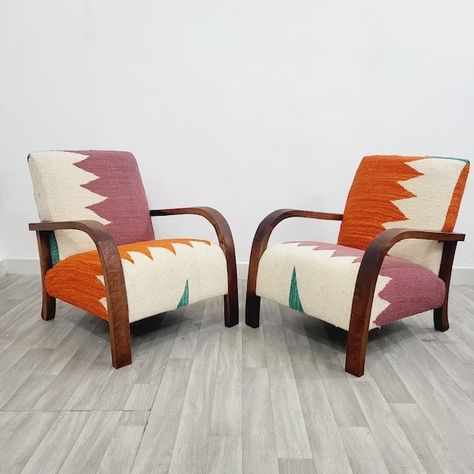 Accent Chairs - Etsy UK Boho Lounge Chair, Funky Armchairs, Retro Lounge Chairs, Boho Living Room Inspiration, Retro Lounge, Retro Armchair, Mid Century Modern Lounge Chairs, Accent Chair Set, Mid Century Lounge Chairs