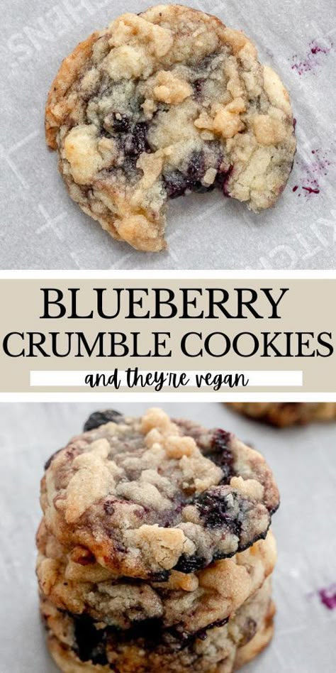 Vegan Blueberry Cookies Recipe Savory Vegan Recipes, Vegan Blueberry Crumble, Exotic Desserts, Blueberry Cookies Recipes, Patisserie Vegan, Crumble Cookies, Vegan Baking Recipes, Vegan Cookies Recipes, Vegetarian Lifestyle