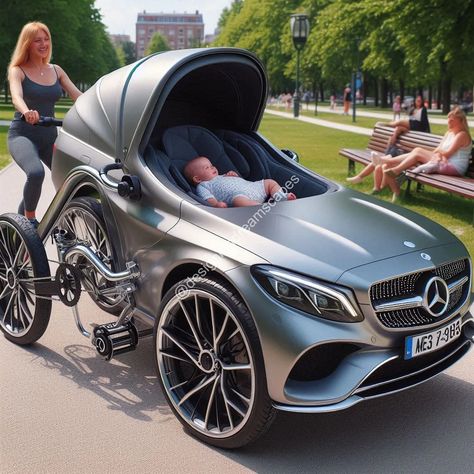 The Mercedes Bicycle Stroller: Where Innovation Meets Luxury Photoshop Challenge, Luxury Stroller, Baby Blue Wallpaper, Baby Life Hacks, Adventurous Women, Mercedes Models, Nice Pic, Benz S, Cartoon Jokes