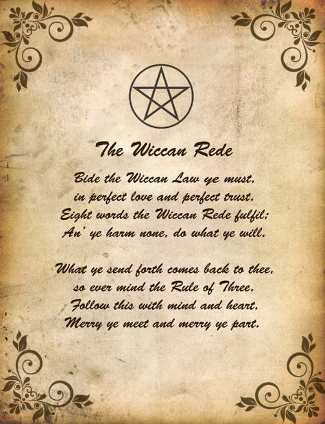 Book of Shadows:  #BOS The Wiccan Rede page (also known as the Rede and the Short Rede). Norse Spells Witchcraft, Kartu Tarot, Wiccan Rede, Witchcraft Spells For Beginners, Spells For Beginners, Magia Das Ervas, Witchcraft Books, Wiccan Magic, Magic Spell Book