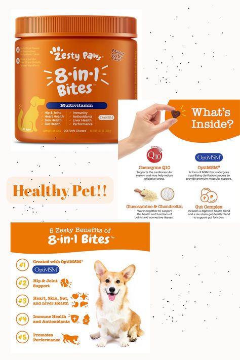 Multifunctional Supplements for Dogs - Glucosamine Chondroitin for Joint Support, Probiotics for Gut & Immune Health – Omega Fish Oil with Antioxidants and Vitamins for Skin & Heart Health #dog #multivitamin #healthydog #canine #pethealth Supplements For Skin, Pet Medicine, Supplement Packaging, Pet Vitamins, Peanut Butter For Dogs, Dog Vitamins, Dog Wellness, Animal Medicine, Glucosamine Chondroitin