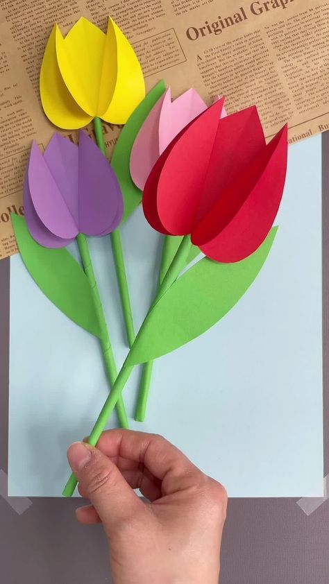 paper craft for kids in 2022 | Flower crafts kids, Paper crafts, Hand crafts for kids Kunst For Barn, Diy – Velikonoce, Flower Crafts Kids, Kraf Kertas, Houses Bedroom, Aktiviti Kanak-kanak, Easy Paper Flowers, Seni Dan Kraf, Kraf Diy