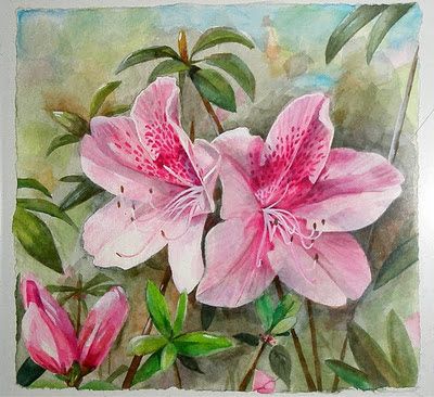 Easy Watercolor Painting, Watercolor Painting For Beginners, Botanical Sketchbook, Azalea Flower, Watercolor Supplies, Watercolor Paintings For Beginners, Watercolor Paintings Easy, Painting For Beginners, Abstract Painters