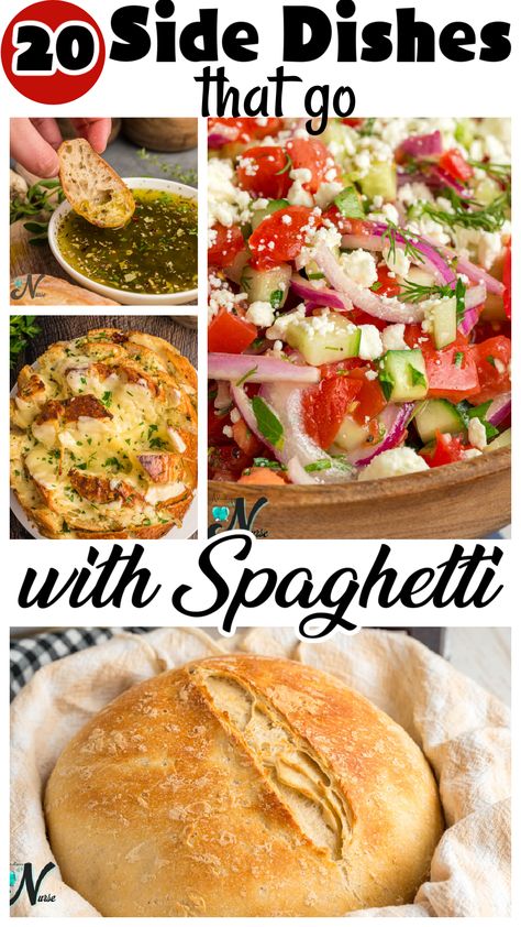 "Unlock the full potential of your spaghetti dinner with our curated collection of mouthwatering side dishes! From classic garlic bread to Mediterranean roasted vegetables, discover the perfect accompaniments to elevate every bite of pasta. Whether you're hosting a family dinner or craving a cozy meal for two, these side dishes will take your spaghetti night to the next level! 🍝✨ #SpaghettiNight #SideDishIdeas #EasyRecipes" Salad Recipes For Pasta Dinner, Things To Add To Spaghetti, Sides Dishes For Pasta Dinner, Medeteranian Recipes Dinners Vegetarian, Spaghetti Dinner Sides Dishes, Spaghetti Dinner Party Ideas, Spaghetti And Vegetables, Sides For Stuffed Shells, Pasta Dinner Side Dishes