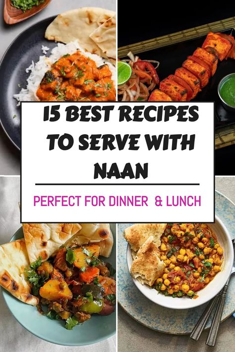 Wondering what is best as a side dish for naan? Look no further! This collection of 15+ recipes to serve with naan will surely give you plenty of options to serve with quite possibly the best flatbread! I have shared many easy and healthy options and these recipes are perfect for dinner or lunch.#whatdoyoueatwithnaanbread#whattoeatonnaanbraed#whattoeatwithnaanbreadbites Food With Naan Bread, Dinner Ideas With Naan Bread, Naan Ideas Dinners, Nan Bread Meal Ideas, Recipes With Naan Bread Dinners, Naan Dinner Ideas, Naan Meals, Recipes Using Naan Bread, What To Serve With Naan Bread