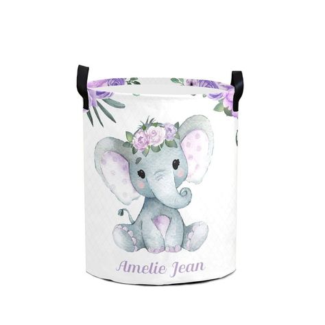 Purple Elephant Girl Rose Storage Bin, Waterproof Oxford Fabric Clothes Basket Organizer for Laundry Hamper,Toy Bins,Gift Baskets, Bedroom, Clothes,Baby Nursery Fabric Clothes, Purple Elephant, Dirty Clothes Basket, Basket Organizer, Toy Bins, Clothes Basket, Basket Organization, Laundry Hamper