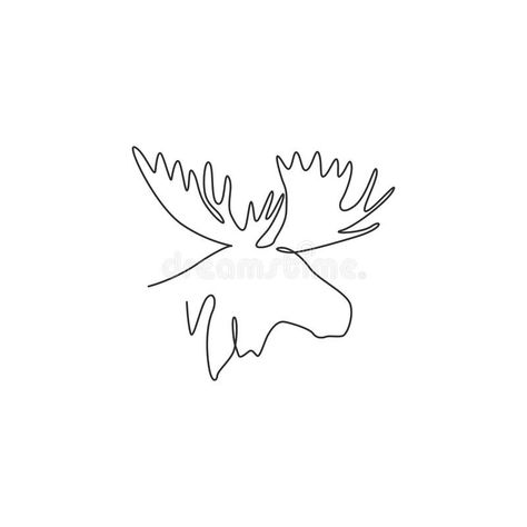 Small Moose Tattoo Simple, Moose Head Drawing, Moose Line Drawing, Moose Outline Tattoo, Tiny Moose Tattoo, Moose Drawing Simple, Moose Line Art, Simple Moose Tattoo, Moose Head Tattoo