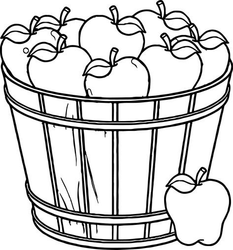 cool Apple Basket Coloring Page Apple Basket, Design Tricks, Food Coloring Pages, Fruit Coloring Pages, Carson Dellosa, Valentine Coloring Pages, Apple Baskets, Tree Coloring Page, Apple Barrel