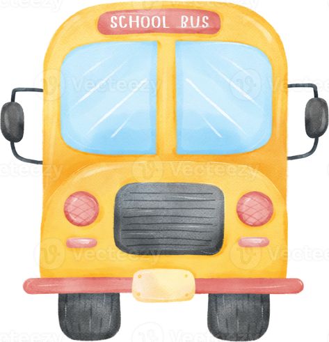 School Bus Doodle, School Bus Illustration, Bus Illustration, Bus Drawing, Yellow School Bus, Invitation Background, Cute Watercolor, Hand Painting, School Bus