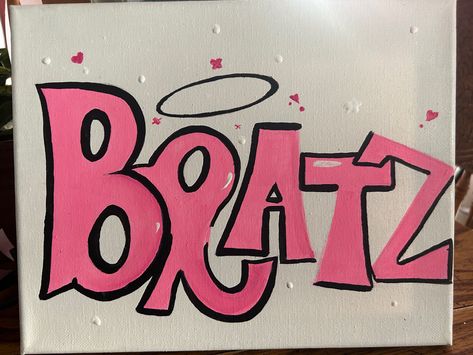 Bratz logo painting ideas bratz painting inspo canvas paintings ideas #paintingideas #bratz # Barbie Painting Canvas Easy, Y2k Painting Ideas On Canvas Easy, Painting Ideas On Canvas Y2k, Bratz Painting, Y2k Painting Ideas Easy, Bratz Paintings Canvas, Y2k Canvas Painting, Baddie Paintings Canvas, Bratz Logo