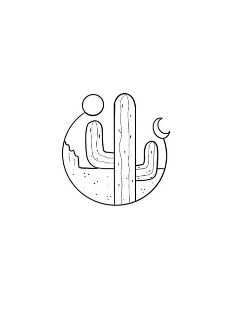 Western Tattoos Ideas, Cactus Tattoo, Cactus Drawing, Western Tattoos, Tattoos Geometric, Line Art Tattoos, Tattoo Outline, Simplistic Tattoos, Mandala Tattoo