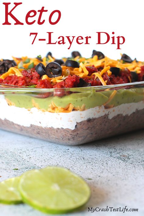 This Keto 7-Layer Dip is not only a plant-based recipe but it  is also one of the BEST keto party appetizers! It’s filled with seven layers of delicious low carb ingredients that’s perfect for any occasion. This easy keto appetizer is also the perfect vegetabian 7-layer dip recipe! Keto 7 Layer Dip Low Carb, Keto Seven Layer Taco Dip, Keto Super Bowl Snacks Low Carb, Keto Bean Dip, Keto 7 Layer Dip, Low Carb Mexican Dip, Keto Taco Dip Low Carb, Keto 7 Layer Taco Dip, Low Carb Taco Dip