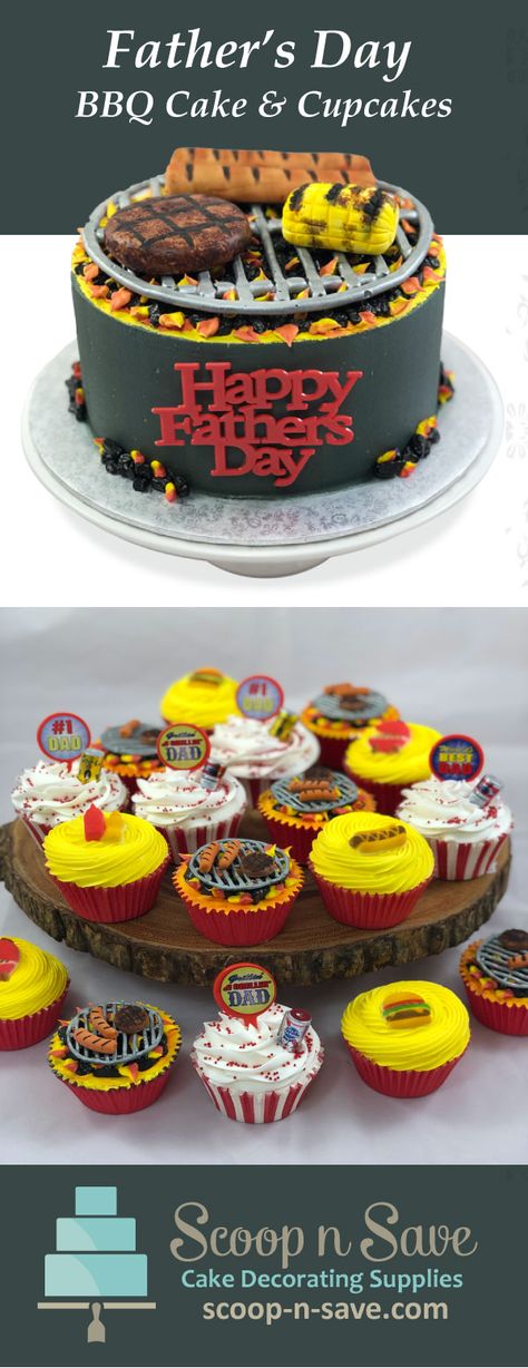 Fathers Day Bbq, Grill Cupcakes, Bbq Cake, Father's Day Cake, Fathers Day Cake, Cake And Cupcakes, Cake Cupcakes, Cakes For Men, Holiday Cakes