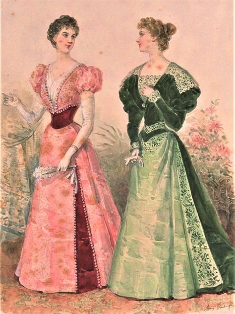 1895 Fashion Plate, 1896 Fashion, 1899 Fashion, Victorian Era Fashion, 1890s Fashion, Decades Of Fashion, 1800s Fashion, Dress History, 20th Century Fashion