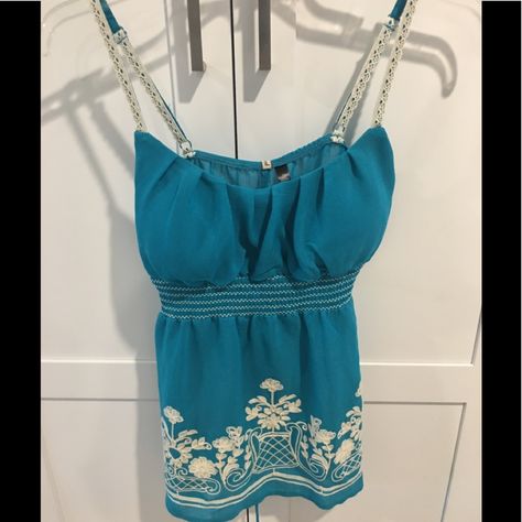 Teal Tank Top; 70% Polyester & 30% Rayon; Built In Padding In Bra; Never Worn White Polka Dot Shirt, Movie Ideas, Accessory Inspo, Teal Tank Top, Personal Things, Sublimation Ideas, Oc Inspo, Printed Sleeveless Top, Blue Tank Top