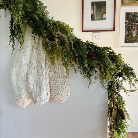 This Vibrant Cedar Garland Is Perfect For Displaying On Your Mantel, Wall, Or Window. It's Guaranteed To Lend Your Home A Festive Christmas Vibe. Rope Garland, Cedar Garland, Pre Lit Garland, European Christmas, Christmas Vibe, Reindeer And Sleigh, Pine Garland, Nancy Meyers, Holiday Garlands