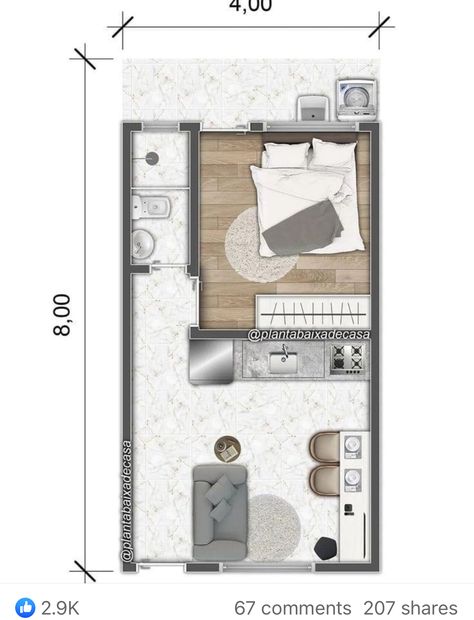 Small Apartment Plans, Studio Apartment Floor Plans, House Interior Ideas, Mini Apartments, Mini Loft, Apartment Floor Plan, Small House Floor Plans, Small Apartment Design, Apartment Floor Plans