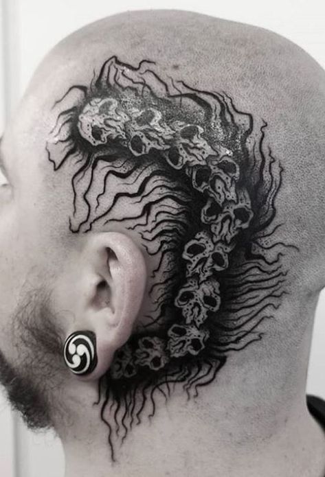 Men's Head Tattoo, Side Of The Head Tattoo, Scalp Tattoos Men, Head Tattoo Ideas For Men, Viking Head Tattoos For Men, Back Head Tattoo, Side Of Head Tattoo Men, Viking Head Tattoo, Tattoos On Head