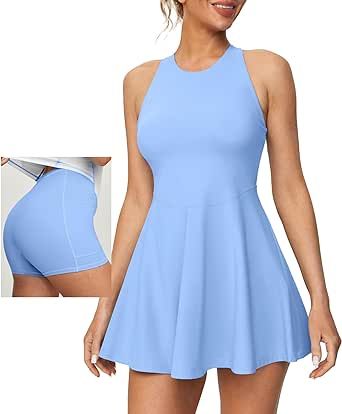 Heathyoga Womens Tennis Dress with Shorts Underneath Athletic Dress for Women Workout Dress with Pockets Romper Dress Dress With Shorts Underneath, Tennis Dress Outfit, Womens Tennis Dress, Dress With Shorts, Workout Dress, Women Workout, Athletic Dress, Athlete Workout, Womens Tennis