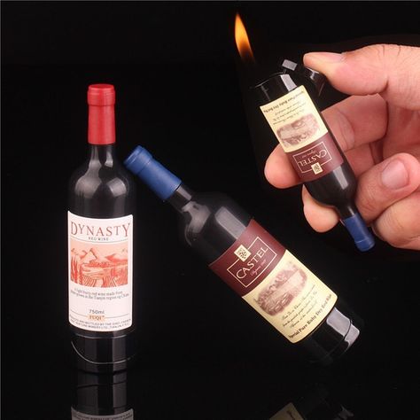 🍷Order this "Wine bottle" Lighter right now!🍷 Link in bio😉 Butane Lighter, Cool Lighters, Red Wine Bottle, Creative Accessories, Flame Design, Fire Starter, Black Jack, Novelty Lighting, Torch Light