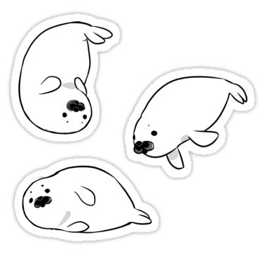 Seal Cartoon, Baby Harp Seal, Seal Tattoo, 심플한 그림, Harp Seal, Cute Seals, Animal Illustration Art, Seal Pup, Baby Seal