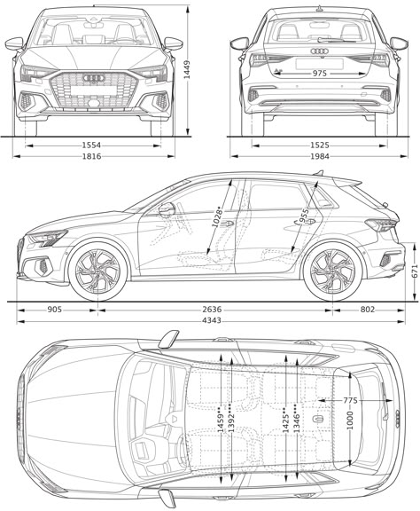 Audi A3 2020 Blueprint - Download free blueprint for 3D modeling Parking Plan, A3 Hatchback, Blueprint For 3d Modeling, Car Blueprint, Bugatti Royale, Drawing Arms, Boat Crafts, Infographic Inspiration, Audi Rs3