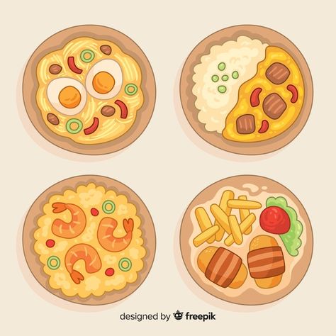 Food dish collection | Free Vector #Freepik #freevector #food #hand #kitchen #hand-drawn Cartoon Food Drawings, Drawing Ideas Food, Food Drawing Ideas, Food Art Aesthetic, Foods Drawing, Draw Food, Dish Collection, Drawing Food, Food Art Painting