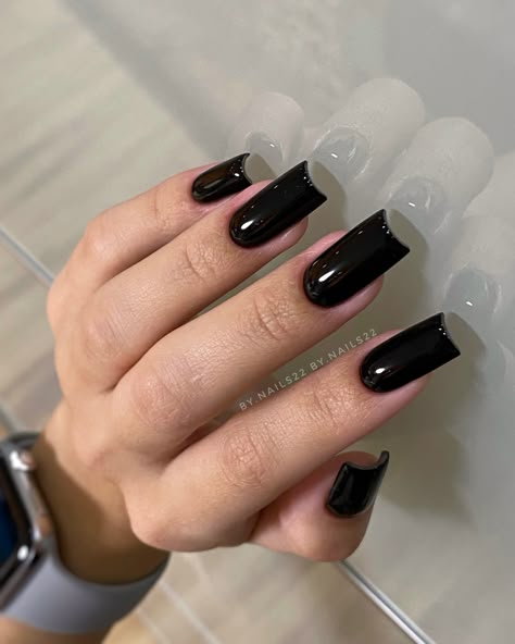 Black Acrylic Nails, Nail Length, Oval Nails, Pretty Acrylic Nails, Types Of Nails, Short Acrylic Nails, Square Nails, Long Acrylic Nails, Black Nails