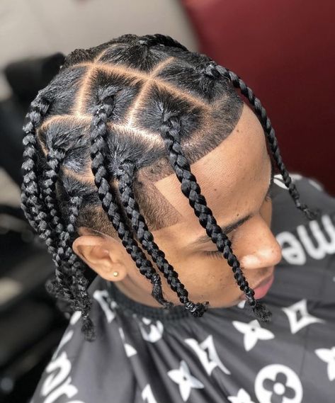 Singles Hairstyles Braids Men, Men’s Braided Plaits, Plaits Box Braids Men, Men’s Plaits, Men Single Braids, Men Plaits Hairstyles, Singles Hairstyles Braids, Plat Braids, Man Braids Hairstyles