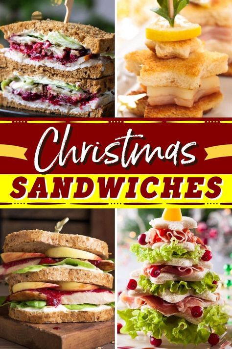 Xmas Sandwich Ideas, Winter Tea Sandwiches, Christmas Ham Sandwiches, Christmas Soup And Sandwich Bar, Soup And Sandwich Christmas Party, Christmas Finger Sandwiches, Christmas Sandwiches Buffet, Christmas High Tea Ideas, Christmas Tea Sandwiches Recipes