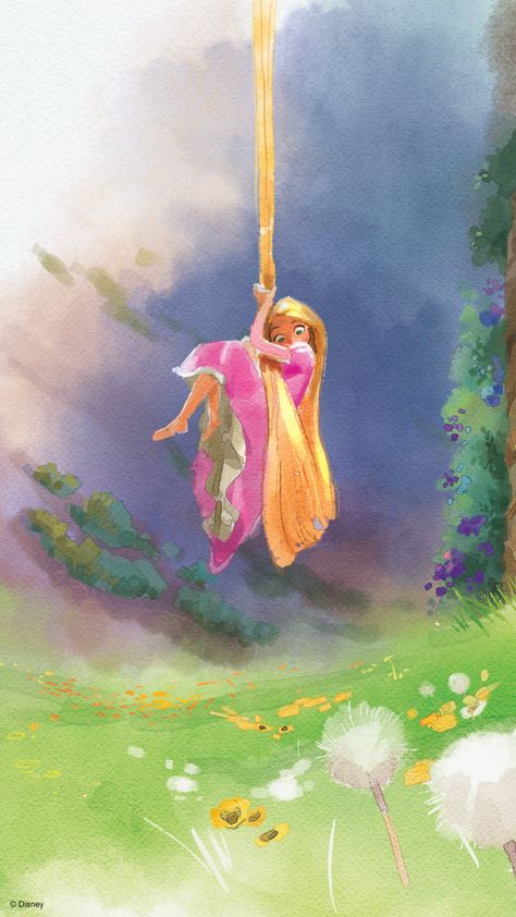 Celebrate the Magic of Storytelling With These Disney and Disney Pixar Phone Wallpapers Rapunzel Watercolor Art, Hidden Paintings In House, Tangled Scrapbook, Tangled Watercolor, Tangled Room, Lindo Disney, Rapunzel Disney, Foto Disney, Image Princesse Disney