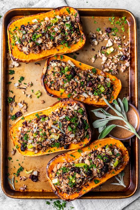 Butternut Squash With Pecans, Sausage Stuffed Butternut Squash, Stuffed Delicata Squash, Easy Squash Recipes, Best Butternut Squash Recipe, Stuffed Butternut Squash, Delicata Squash Recipe, Stuffed Butternut, Mashed Butternut Squash