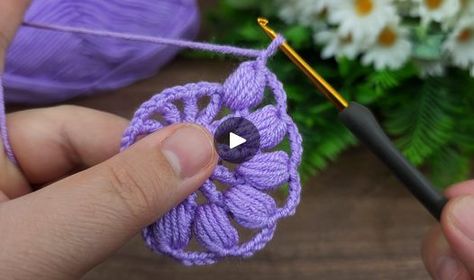 very easy and cute !***!! the easiest crochet flower making #crochet #knitting | very easy and cute !***!! the easiest crochet flower making #crochet #knitting | By My crafts and crochet hobbies | Facebook Easiest Crochet, Írska Čipka, Very Easy Crochet, Puff Flower, Crochet Puff Flower, Crochet Flowers Easy, Soap Bag, Crochet Creations, Flower Motif