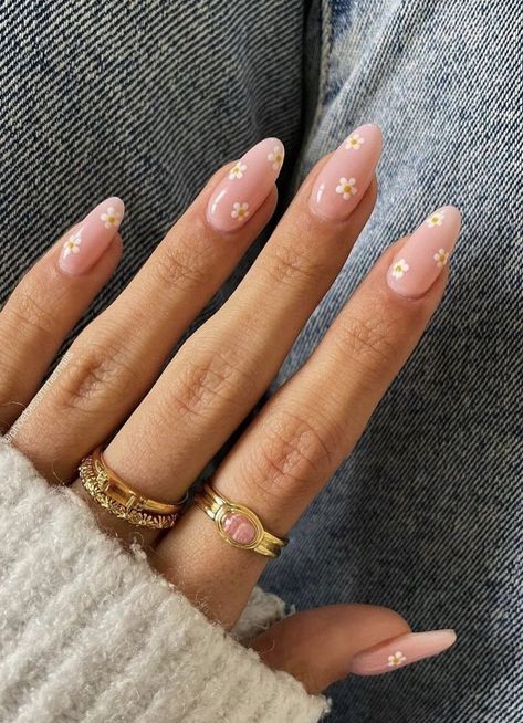 Anc Nails, Nailart Pink, Pink White Nails, May Nails, Daisy Nails, Summery Nails, White Nail Designs, Nagel Inspo, Neutral Nails