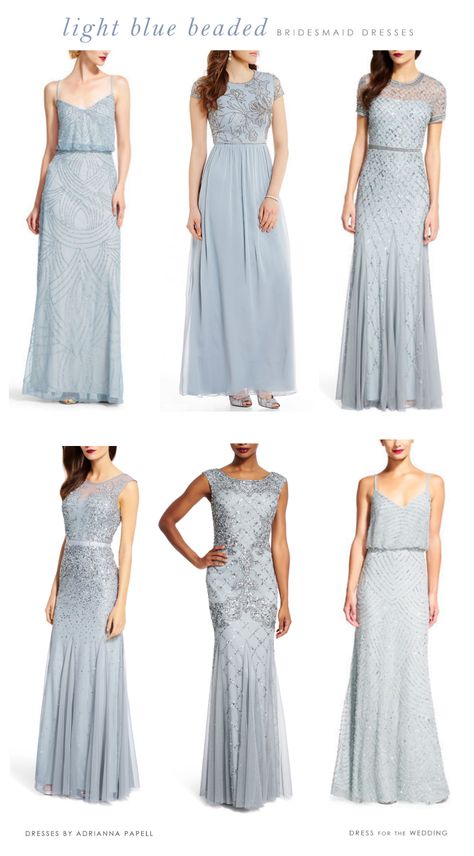 Mismatched Pale Blue Bridesmaid Dresses Well, it's Wednesday, not Monday, but I finally have this week's mismatch ideas for you featuring light blue ... Pale Blue Bridesmaid Dresses, Mix And Match Bridesmaid Dresses, Light Blue Wedding Dress, Bridesmaid Dresses Long Blue, Mix Match Bridesmaids, Light Blue Bridesmaid Dresses, Blue Dress Outfits, Light Blue Bridesmaid, Beaded Bridesmaid Dress