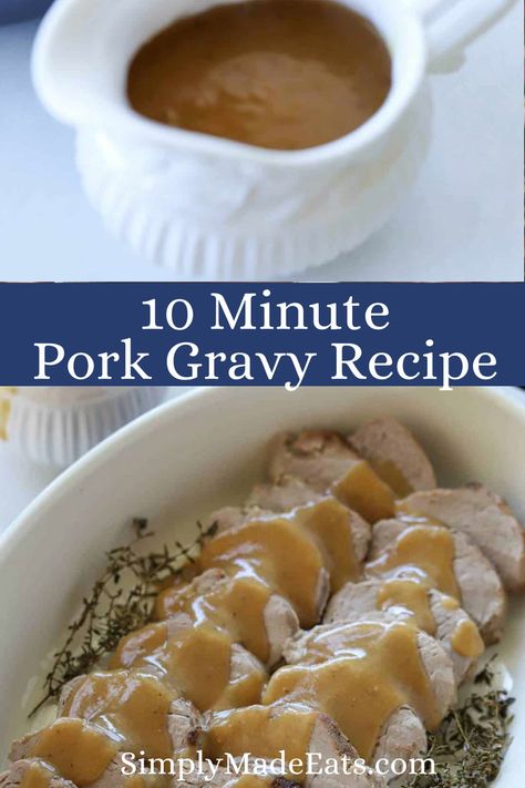 Roasted pork with gravy. Pork Tenderloin Gravy Recipe, Pork Roadt, Over Pork Chops, Pork Gravy Recipe, Easy Gravy Recipe, Pork Gravy, Roasted Pork Tenderloin, Roasted Pork, Gravy Sauce