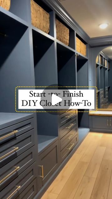 Stephen Kelk on Instagram: "✨Primary Closet | Complete Project Build ✨  Start to finish of our primary closet built out, we did this ourselves and made this 90 sec video to show you the process and that you can do something just like this!  🎥@betterhalf_builds   #DIY #Renovation #Project #Flip #DoltYourself #NewBuild #Upgrade #Closet #interiordesign #renovate #diycloset #husbandandwife #closetdesign #luxury #luxurycloset" How To Build A Custom Closet, Long Master Closet, 60 Inch Closet Design, Small Closet Cabinet Ideas, Long Master Closet Layout, Small Closet Remodel Diy, Closet Built In Ideas, Building A Closet In A Room Diy, Large Master Closet Ideas Walk In