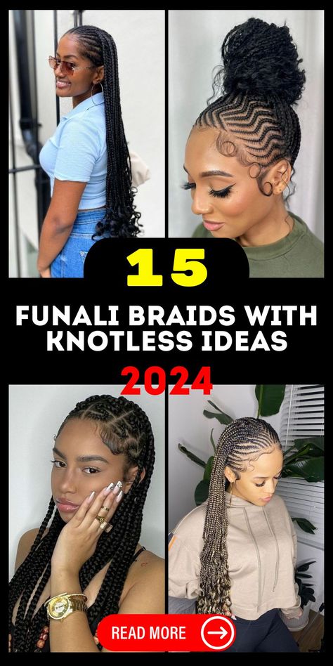 Stunning 2024 Funali Braids with Knotless Designs for Fashion Trailblazers Lemonade Braids Styles, Designer Cornrows Braids, Cornrow Patterns For Black Women, Stitch Braids With Knotless Braids, Half Braids Half Curls Natural Hair, Funali Braids Designs, Zig Zag Braids For Black Women, Lemonade Twists, Tribals With Knotless Braids Cornrows